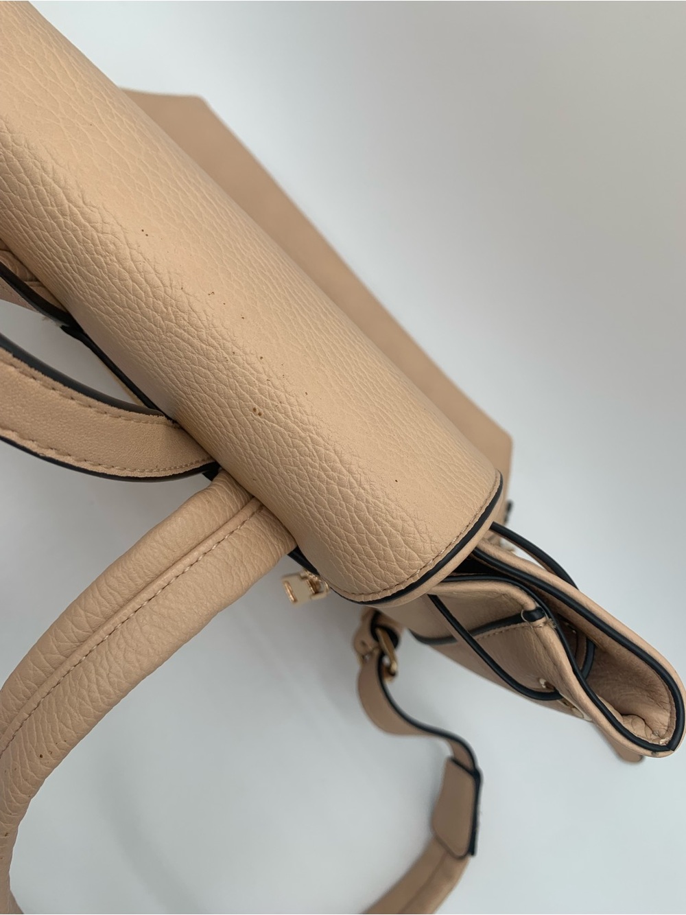 Poppy & Peonies Nude Pebbled Leather Drawstring Backpack - Picture 13 of 16